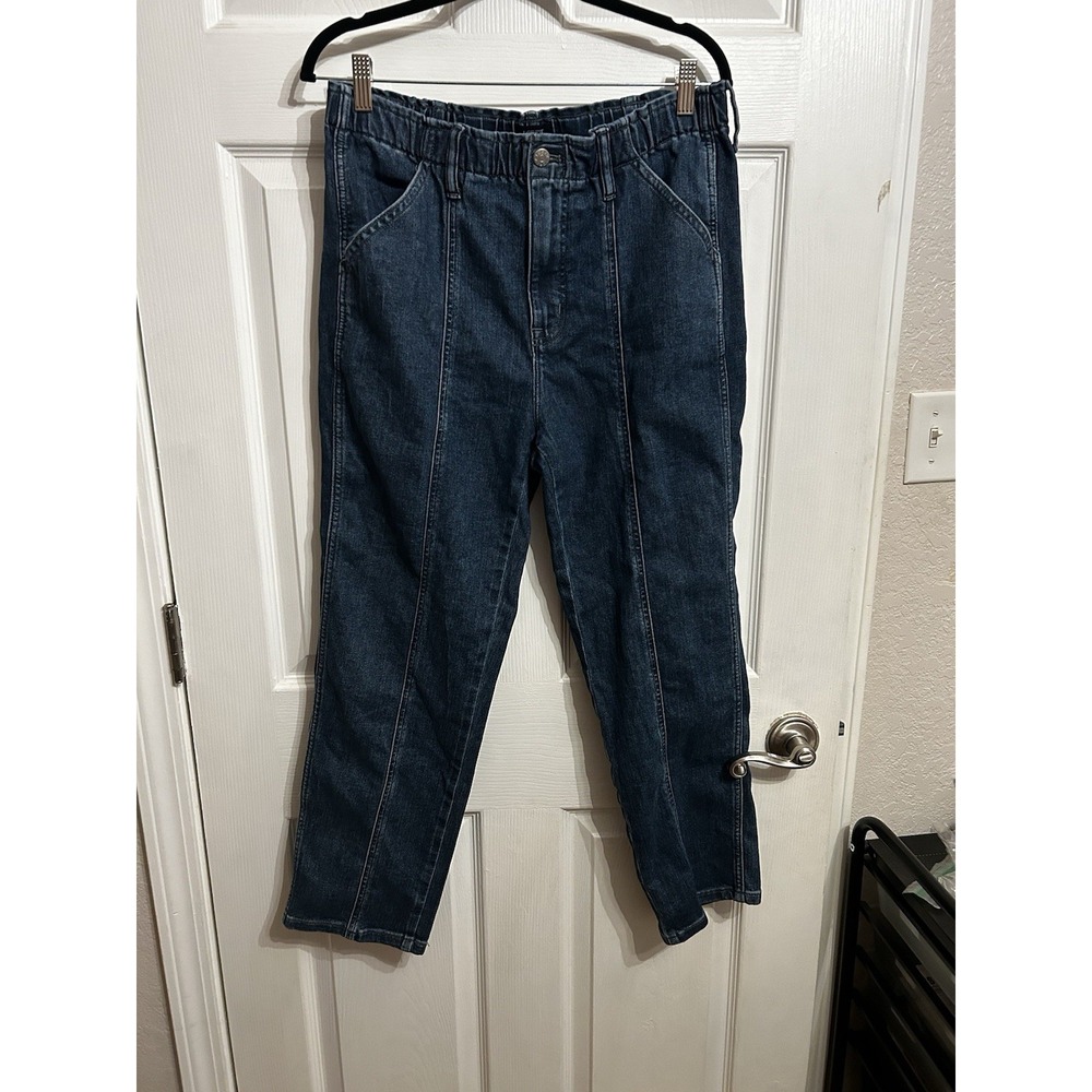 J. Crew Womens 31 High Rise Elastic Waist Stretch Ankle Jeans Dark Washed Denim - Picture 2 of 12